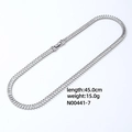 Silver zirconia necklace detail showing 45cm length and 15g weight product specs - White