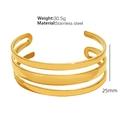 Golden multi-layer hollow stainless steel cuff bracelet with 25mm width and hammered texture - SZ22-Gold/25mm