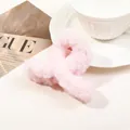 Plush light pink hair claw clip in faux fur finish for soft textured women hair styling - 9cm Plush Cross - Light Pink