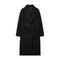 Long manteau croisé chic en laine noire avec revers larges pour un look urbain et moderne - XS / Noir