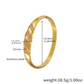 Detail view of 18k gold plated stainless steel hinge bangle with V-shaped pink zircon inlay - Gold Pink Zircon Chevron Bangle
