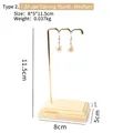 7-shaped gold metal earring stand with wood base, 8x5x11.5cm size, jewelry display holder - 7-Shape Earring Stand - Medium