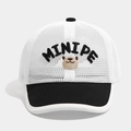 Kids breathable mesh baseball cap with MINIPE embroidery and brown bear patch - Toddler 1-3 Years 48-50CM / White (MINIPE Style)