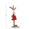 Figura de reno navideño de madera roja con lunares blancos, decoración de 24 cm - Reno Rojo / 40g