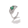 Polsino auricolare in argento con zircone verde taglio smeraldo e diamanti bianchi - EGJ0142 Argento