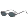 Retro ovale zonnebril met doorschijnend grijs montuur en donkere glazen voor dames - Doorschijnend grijs frame Grijze lens