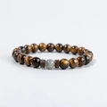 Tiger eye stone bead bracelet with magnetic charm and center moonstone for couples - Yellow Tiger Eye Beaded