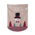 Christmas chair cover featuring a snowman embroidery and classic red plaid border design - Snowman