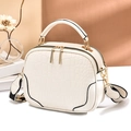 Elegant white crocodile pattern handbag with dual zippers and adjustable shoulder strap - Off-white Crocodile Pattern