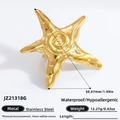 Titanium steel starfish open ring in gold finish with spiral texture and waterproof plating - JZ21318G-Large Textured Starfish