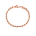 Detail shot of rose gold rope chain bracelet featuring a secure lobster clasp closure - Rose Gold