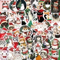 Set di 50 adesivi natalizi con gatti per decorare chitarre e computer portatili - Serie Gatti di Natale