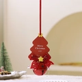 Addobbo per albero di Natale con campanello in metallo rosso, fiocco e cartolina - Pendaglio a Campanella per Biglietto di Natale Tipo A - Rosso