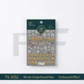 Adesivi per unghie 5D di Natale con omino di pan di zenzero e fiocchi TS-1032 - TS-1032 Omino di Pan di Zenzero Invernale (Rilievo 5D)