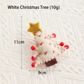 White felt Christmas tree ornament with red embroidery and stars, size 11cm x 9cm - White Christmas Tree