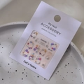 Detail of 3D floral nail charms with pearls and rhinestones on card, model MJ-067 - Model MJ-067 Silver Foil