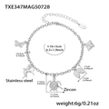Zilveren roestvrijstalen armband met vlinder en schildpad bedeltjes 5A zirkoon inlay - Staal Kleur DIY Armband (TXE347)