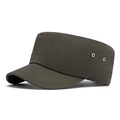 Gorra militar de copa plana verde oliva en algodón con correa ajustable y ojetes - Verde Militar