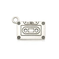 Retro silver cassette tape music charm made of alloy for DIY creative jewelry making - Cassette Shape (9165)