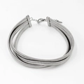 Detailed view of silver triple-layered snake chain choker with lobster clasp and extender - Steel