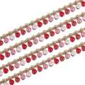 Golden stainless steel chain necklace with alternating red and pink enamel round charms - Red and Pink