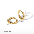 Detailed view of 14mm 18k gold plated Mobius twist hoop earrings showing 925 hallmarks - Gold Twisted Mobius Style (TE6217-G)