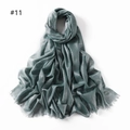 Detail of dark blue-grey scarf with metallic gold thread and delicate fringe edges - Mint Green