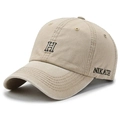 Casquette de baseball en coton kaki classique avec broderie H et visière incurvée - Réglable / Kaki