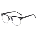 Classic black and silver half-rim vintage eyeglasses frame for men and women - Black and Silver