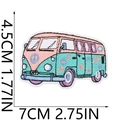 Detailed size chart showing a pink vintage van embroidery patch measuring 7cm by 4.5cm - Vintage Van