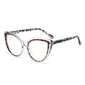 Fashionable cat-eye anti-blue light glasses with transparent frame and tortoiseshell temples - Transparent Tortoise
