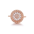 Pendentif fleur ronde en or rose serti de zircons pour collier ou accessoire bracelet - Soleil rond or rose (L0046-F)