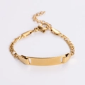 Detalle de la pulsera ID ajustable de acero inoxidable chapado en oro con cierre de langosta - Dorado