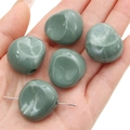 Irregular green acrylic beads with marble pattern for DIY necklace and bracelet crafting - Grey-Green Irregular Bead (5pcs/pack) / 26x24mm