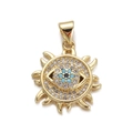 Ciondolo malocchio dorato con pietre di zirconia cubica blu e trasparenti - DBN156-05 Ciondolo Occhio di Sole