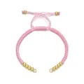 Pink braided rope bracelet featuring ten gold beads and an adjustable pull-string knot - Pink