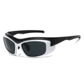 Sporty detachable sunglasses with black and white frame and dark polarized lenses - Regular / Black/White/Grey