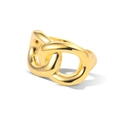 Minimalist gold plated knotted chain ring for women with high-quality metallic texture - Adjustable Open / Gold