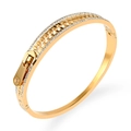 Creative 18K gold stainless steel zipper bracelet with pavé cubic zirconia accents - Gold