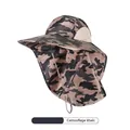 Outdoor-Sonnenhut in Camouflage-Khaki mit breiter Krempe und integriertem Nackenschutz - Einheitsgröße / Camouflage Khaki