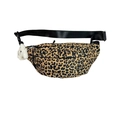 Stylish leopard print kids waist bag with adjustable strap and plush pendant charm - Leopard Print Large