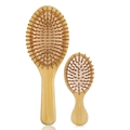 Eco-friendly bamboo hair brush set with massage cushion and rounded bristles - 2-Piece Bamboo Set (Oval)