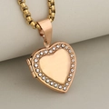Gold heart locket necklace with sparkling rhinestones and delicate ball chain - Pendant Only / Rose Gold