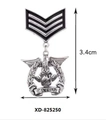 Silver vintage military style star brooch with black enamel V-shape and camel emblem - Winged Camel Badge (XD825250-1)