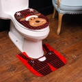 Set de baño navideño con funda de reno y alfombra de cuadros rojos y negros - Reno de Dibujos Animados (L-SD07)