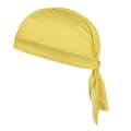 Detail of yellow breathable sports pirate hat with side ties and white overlock stitching - L(58-60cm) / Yellow (Upgraded Hemming Style)