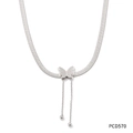 Collier papillon en acier inoxydable argenté avec finition mate et pampilles élégantes en Y - PCD570 Collier Argenté