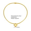 Minimalist gold stainless steel heart pendant necklace with 44cm snake chain for women - Gold