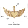 Gold-plated copper angel wing heart pendant with micro-inset white zircon detail - Angel Wings Heart / Gold
