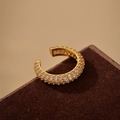 Exquisite S925 sterling silver gold ear cuff with multiple rows of sparkling zircon stones - 925 Silver / 18K Gold